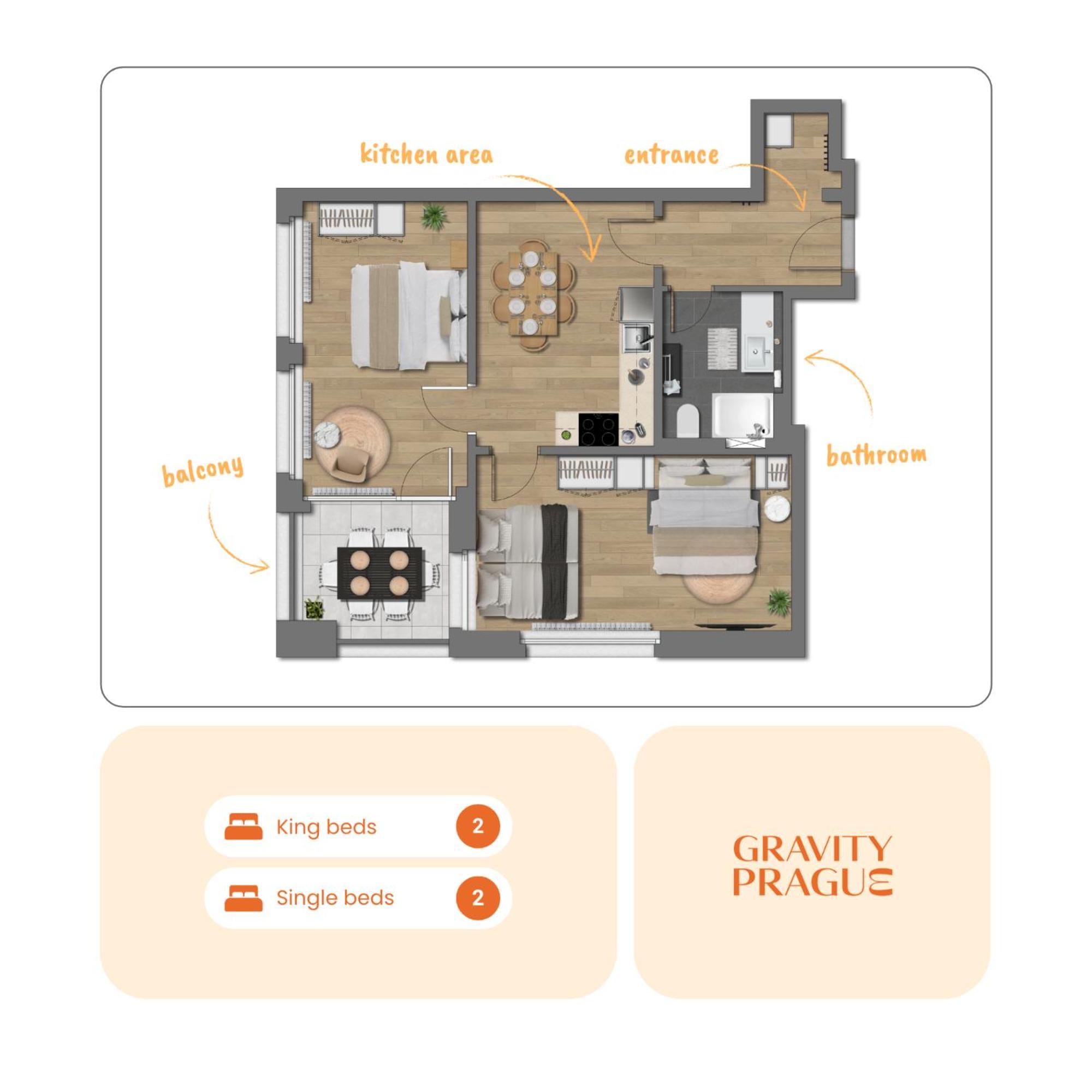 Bright 2Br - 8Th Floor, Balcony, Free Parking - By Gravity Prague Apartment Exterior photo